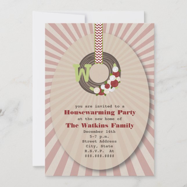 Christmas Wreath Housewarming Party Invitation (Front)