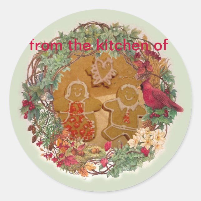 Christmas Wreath Illustrated Kitchen Label (Front)