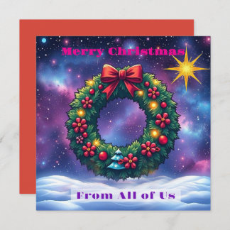 Christmas Wreath in cosmic setting with star Invitation