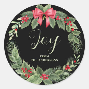 Christmas Wreath Joy Name Gift Tag