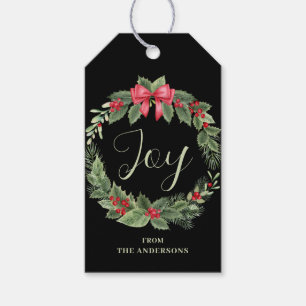 Christmas Wreath Joy Name Gift Tag