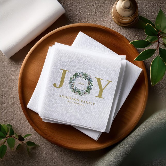Christmas Wreath "Joy"  Napkin (Creator Uploaded)