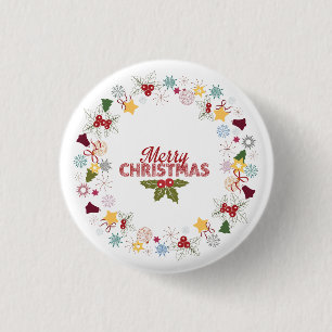 Christmas Wreath Joyful Greetings Collection 3 Cm Round Badge