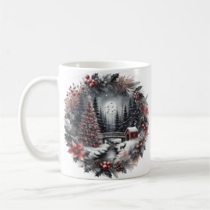 christmas wreath landscape Mug