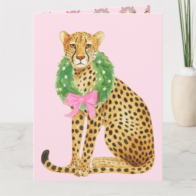 Christmas Wreath Leopard  Card (Front)