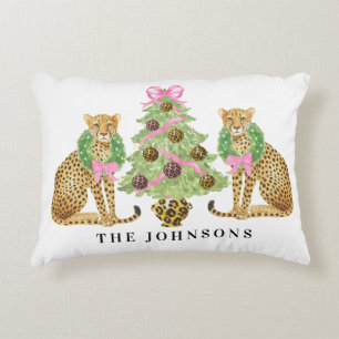 Christmas Wreath Leopard Crest  Decorative Cushion
