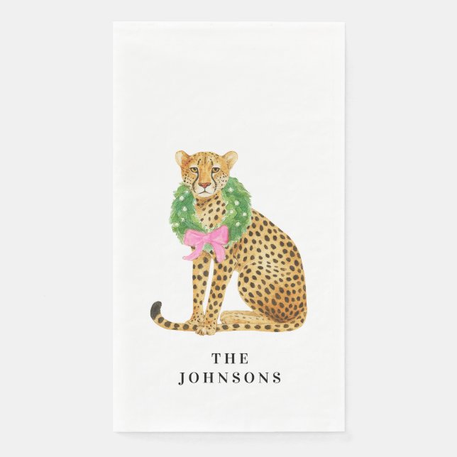 Christmas Wreath Leopard  Napkin (Front)
