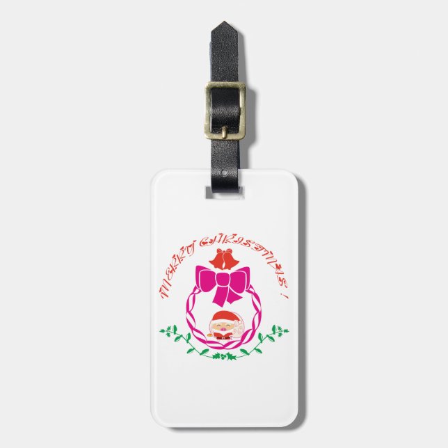 Christmas wreath luggage tag (Front Vertical)