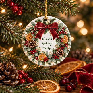 Christmas Wreath Making Party Ornament