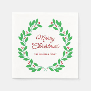 Christmas Wreath Merry Christmas Hand Drawn Napkin