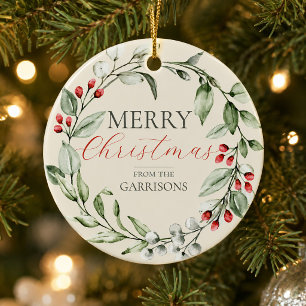 Christmas Wreath Merry Christmas Non-Photo Ceramic Tree Decoration
