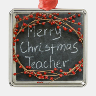 **CHRISTMAS WREATH/MERRY CHRISTMAS** TEACHER'S METAL TREE DECORATION