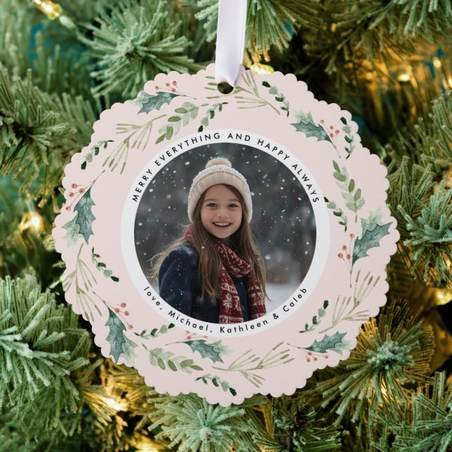 Christmas Wreath | Merry Everything Photo Tree Decoration Card (Insitu (Tree))
