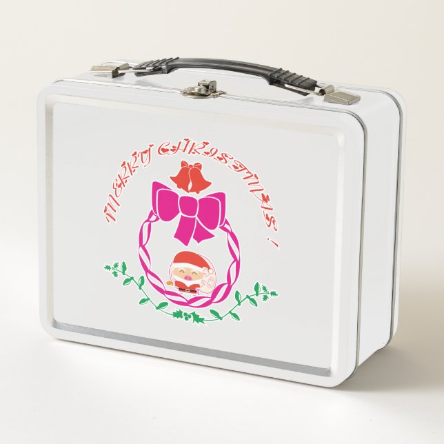 Christmas wreath metal lunch box (Front)