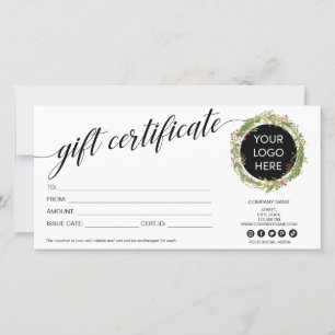 Christmas Wreath modern gift card certificate logo