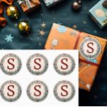 Christmas Wreath Monogram Classic Round Sticker<br><div class="desc">A vintage Christmas wreath gift sticker with your initial(s). Don't forget to change the letter! Add your custom wording to this design by using the "Edit this design template" boxes on the right hand side of the item, or click the "Customise It" button to arrange the text, change the fonts...</div>