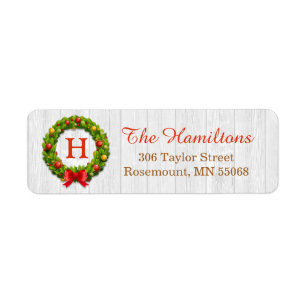 Christmas Wreath Monogram Family Holiday Blessing