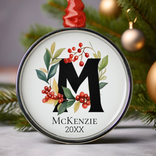 Christmas Wreath Monogram Initial Letter M Metal Tree Decoration (Creator Uploaded)