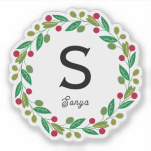 Christmas Wreath Monogram, Vinyl Cut