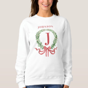 Christmas Wreath Monogram With Name Sweatshirt