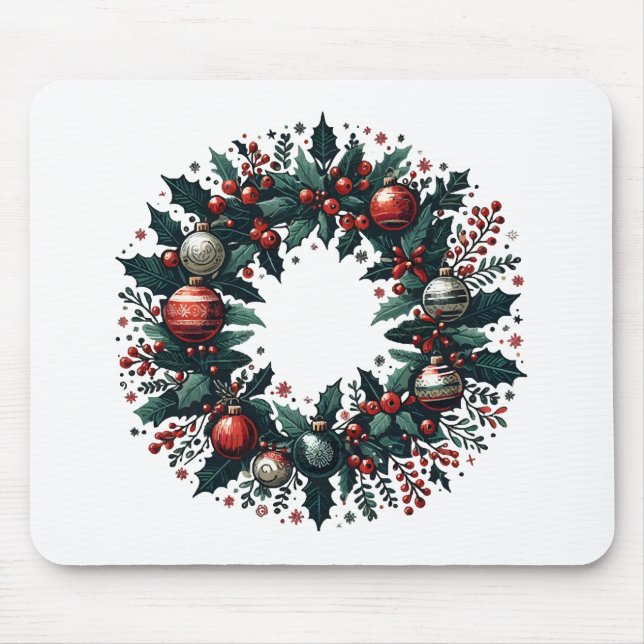 Christmas Wreath Mouse Mat (Front)