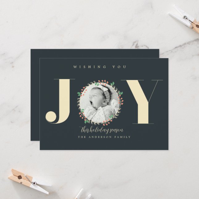 Christmas Wreath New Baby Announcement (Front/Back In Situ)