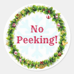 Christmas Wreath No Peeking Classic Round Sticker