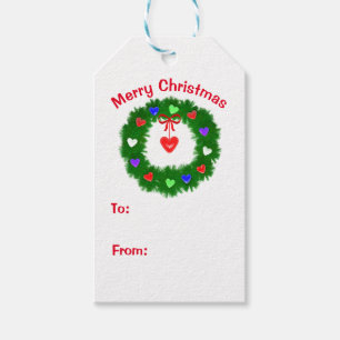Christmas Wreath of Hearts Gift Tags