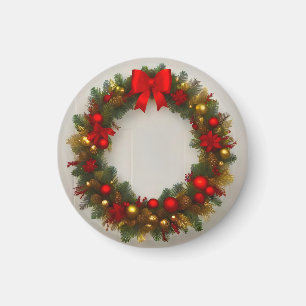Christmas wreath ornament magnet