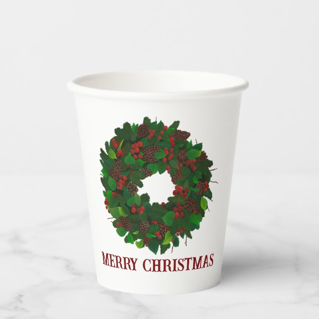 Christmas wreath paper cups (Front)