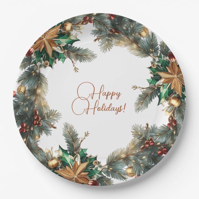 Christmas Wreath Paper Plate (Front)