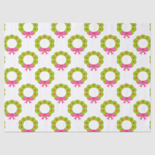 Christmas Wreath Pattern – Pink Bow Holiday Design Tissue Paper