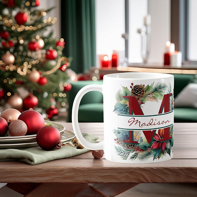Christmas wreath personalised coffee mug (Creator Uploaded)