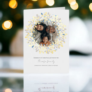  Christmas Wreath Personalised Photo Foil Holiday Card