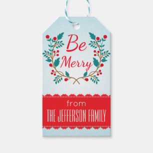 Christmas Wreath Personalised Text Gift Tags