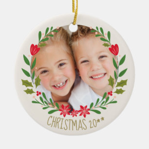 Christmas Wreath Photo Ceramic Tree Decoration