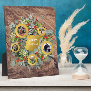 Christmas Wreath Photo Collage Holiday Plaque
