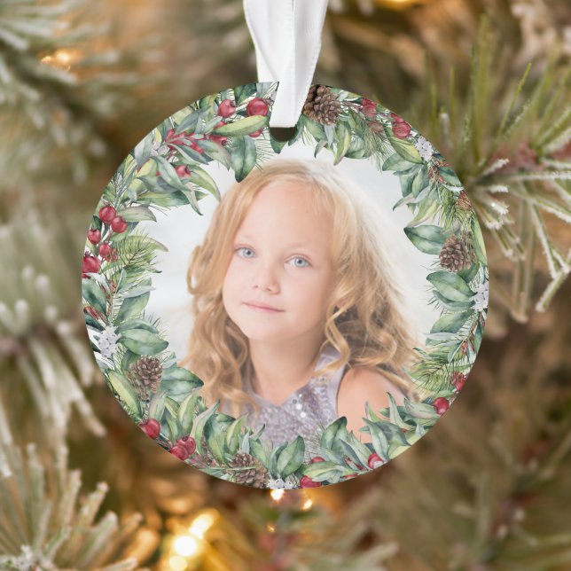 Christmas Wreath Photo - Double Sided Ornament (Tree)