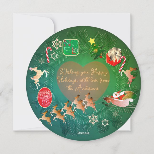 Christmas Wreath + Photo Flat Holiday Card (Back)