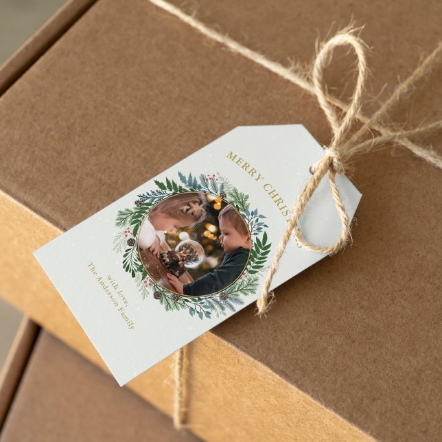 Christmas Wreath Photo Gift Tags (Creator Uploaded)