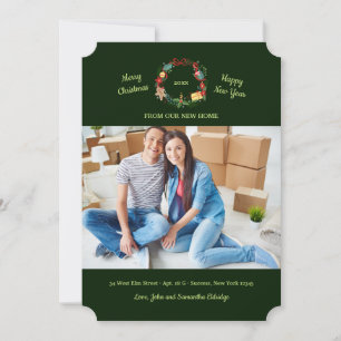 Christmas Wreath Photo Holiday Moving Card