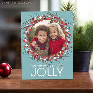 Christmas Wreath Photo Holiday Postcard
