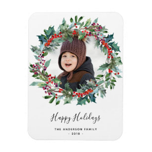 Christmas wreath photo magnet