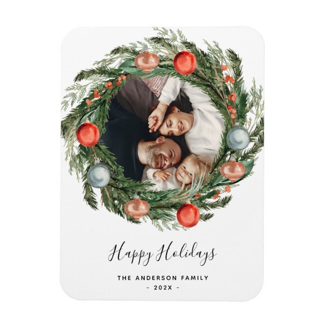 Christmas wreath photo magnet (Vertical)