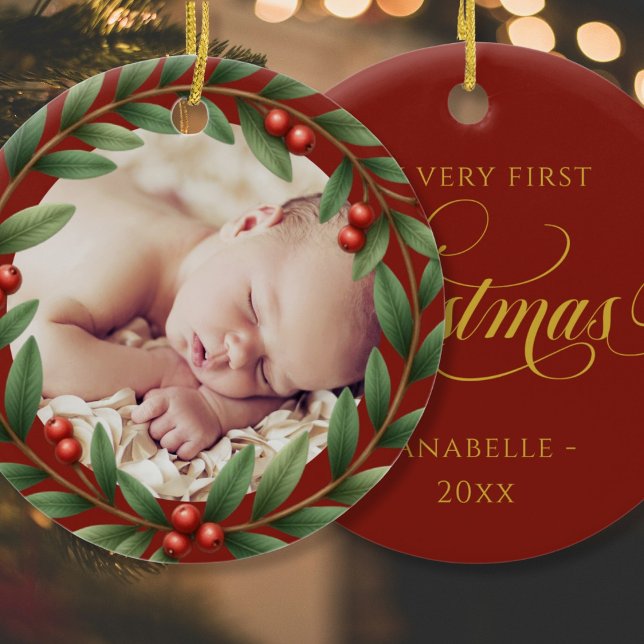 Christmas Wreath Photo Ornament (Creator Uploaded)