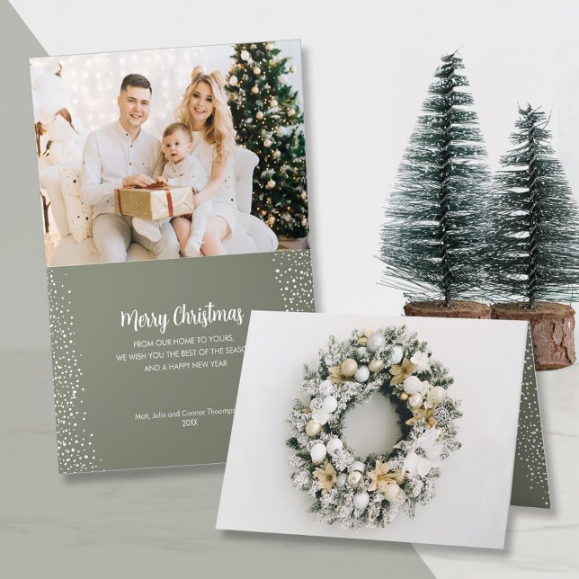 Christmas Wreath Photo Small Folded Holiday Card (Creator Uploaded)