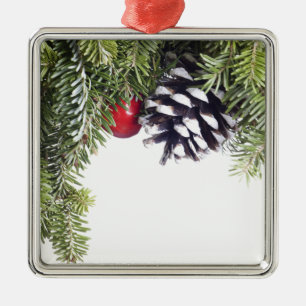 Christmas Wreath Pine Cone Red Berry Template Metal Tree Decoration