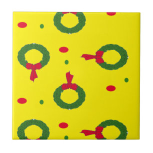 Christmas wreath polka dots tile