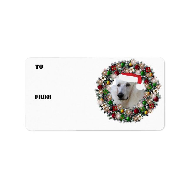 Christmas Wreath Poodle Gift Labels (Front)