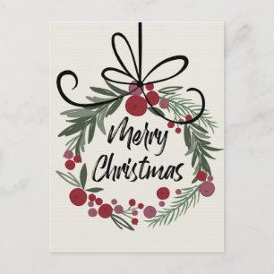 Christmas Wreath Postcard